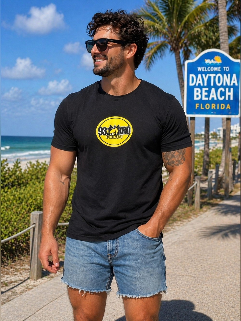 WKRO 93.1 KRO Country Music Radio T Shirt Large - Port Orange Daytona Beach FLA